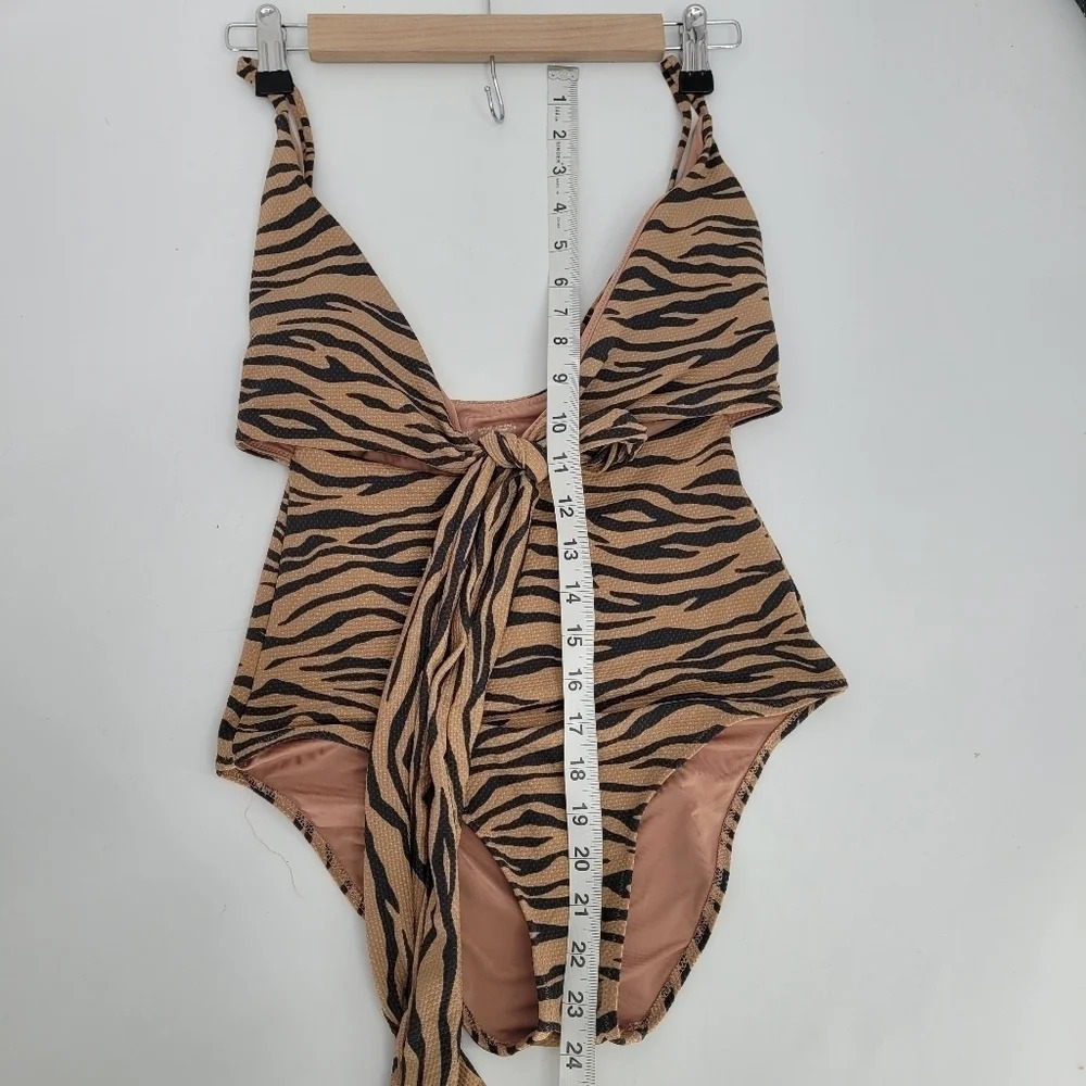AERIE Tiger Stripe One Piece swimsuit full coverage booty Convertible small long - Picture 8 of 9